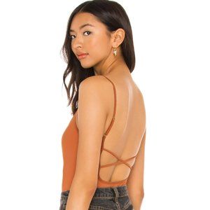 Free People strappy bodysuit in caramel NWT